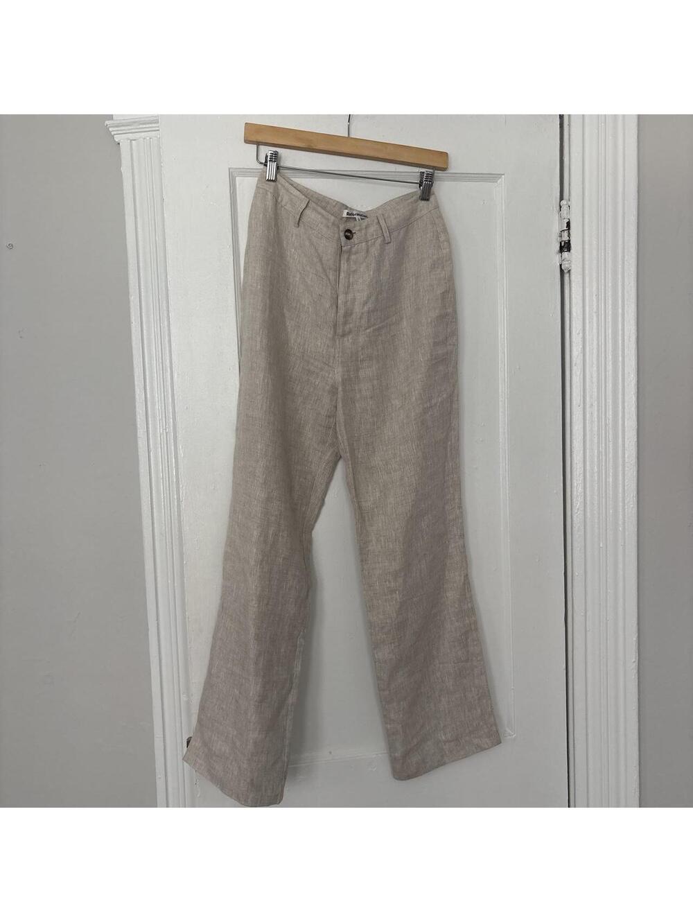Reformation Women's Cream and Tan Trousers